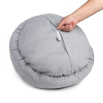 RoundHoodieDogBed_Plaid_BlackWhite